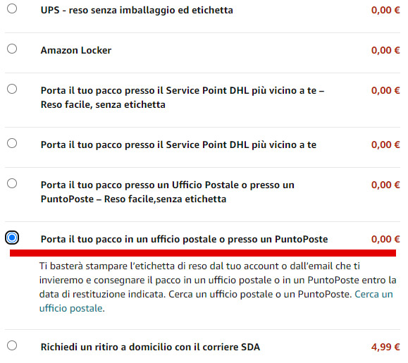 amazon reso gratuito saronno